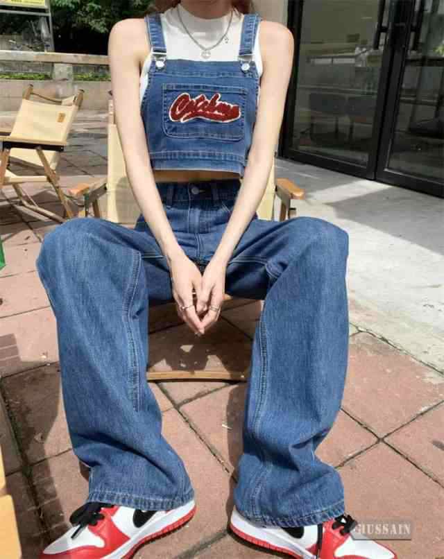 1 2カラー デニム クロップド ビスチェ ワイドパンツ セットアップ ハイウエスト パンツ ボトムス ジーンズ ショート丈 キャミソール ノー