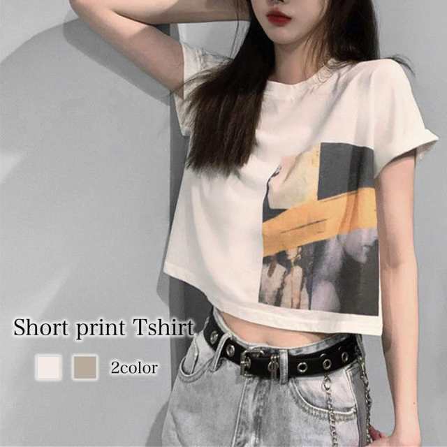 【商品名】ショート丈プリントTシャツ【カラー】ホワイト グレー【サイズ】M L XL 2XL【サイズ表記】 -Mサイズ:着丈43 身幅88 肩幅38 袖丈15 -Lサイズ:着丈44 身幅92 肩幅40
