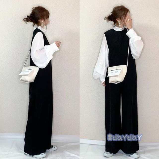 【素材】：綿/ポリエステル【カラー】：ブラック【サイズ】：（約）*着丈：120cm *参考体重：45-60KG *参考身長：155-170CM連携キーワード：オールインワン サロペット オーバーサイズ