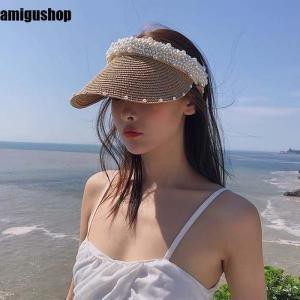 製品仕様商品名【perla】【! 】パール麦わらサンバイザー バックりぼん 麦わら帽子 uvカバー 可愛い レディース 帽子 日よけ帽子 かわいい 日焼け防止 リボン付き きれいめ 紫外線対策 ベージ