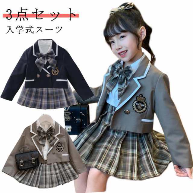 商品説明卒業式 リボン 女の子 スーツ 卒服 韓国 ブレザー 制服 学生服 七五三 入学式 スーツ スカート 女子 ピアノ発表会 卒業式 3点セット 長袖