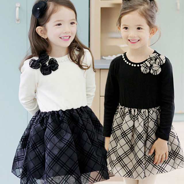 キッズ ワンピース 子ども服 ドレス おしゃれ 可愛い 女の子 子供服 結婚式 入園式 卒園式 発表会 長袖 春秋100 110 120 130 140cm【セット内容】ワンピース状態：新品素材：綿/