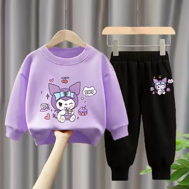 クロミちゃん ハローキティ 長袖 スウェット シャツ パーカー トレーナー パンツ トップス＋パンツ ５色 長袖＋長ズボン 女の子 男の子 コットン ポリエステル 90cm-150cm キュート 可愛