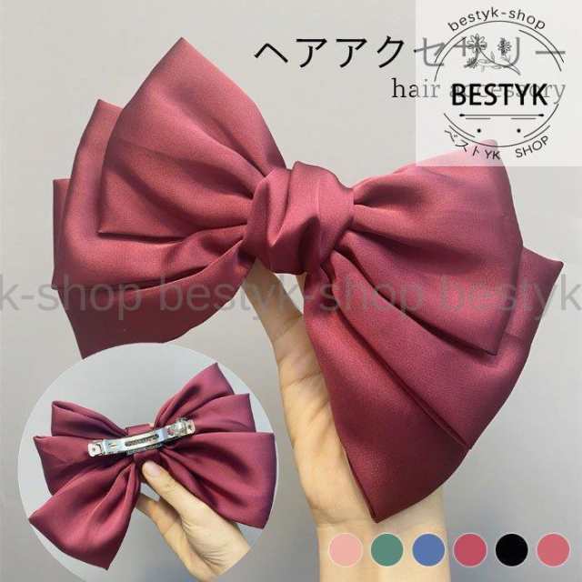 ◆【カラー】：ワインレッド ブラック レッド ネイビー グリーン ピンク◆【サイズ】：F◆【素 材】：ポリエステル【おススメポイント】：《1》大きめのリボンが効いていて上品可愛い印象に《2》ほんのり光