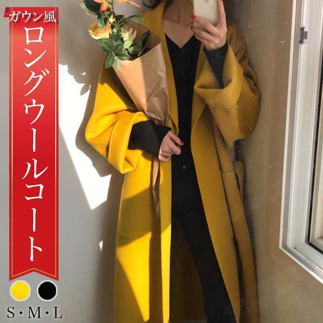 レディース ガウン コート 人気 通販 おすすめ アウター ロング 丈 袖あり 長袖 襟付き ワイド きれいめ 大人 上品 おしゃれ シンプル フォーマル 無地 秋 冬 ビジネス OL 通勤 通学 2